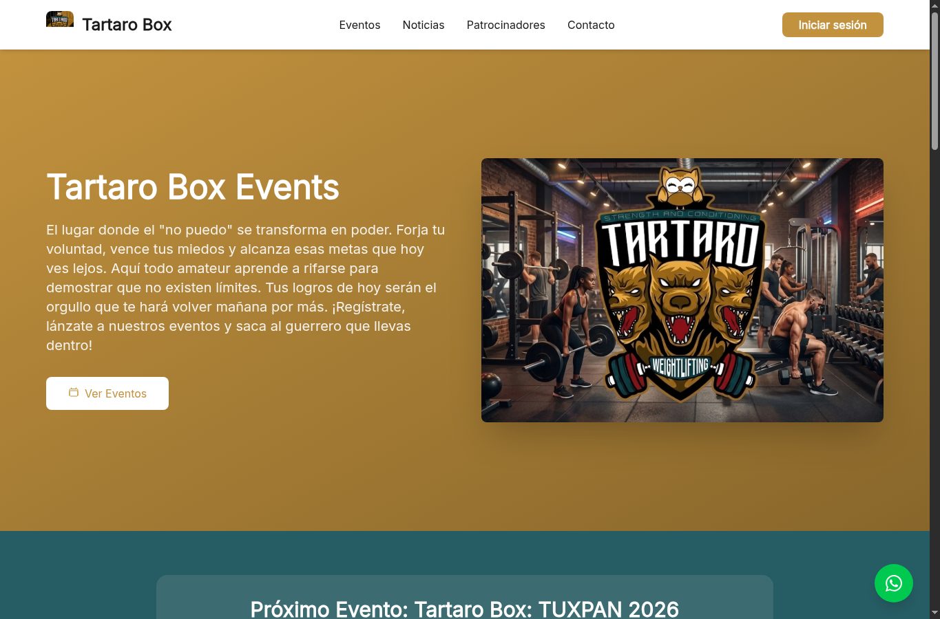 Tartaro Box Events, organización que usa Fitnech